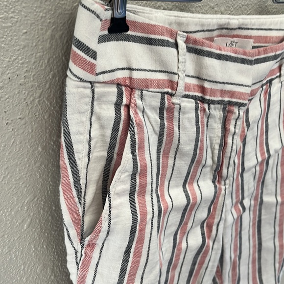 Loft Womens Pant White Linen Striped Marisa Coastal Grandma Academia Ankle - Picture 5 of 9